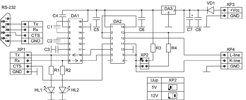 Схема USB k-line адаптера на FT232RL — Меандр — занимательная электроника